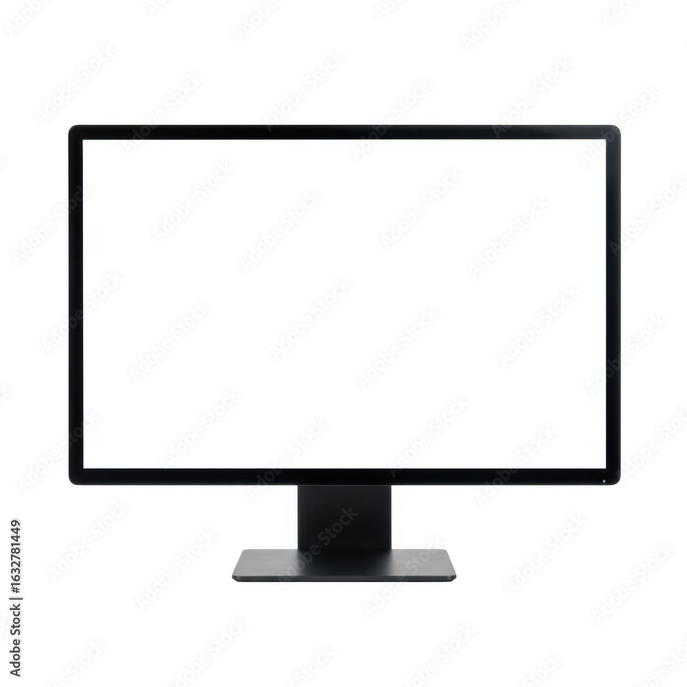 Fototapete a modern computer monitor with a blank white screen displaying a textured gray surface isolated on t