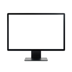 A modern computer monitor with a blank white screen displaying a textured gray surface isolated on transparent background