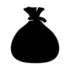 Simple Silhouette of a Full Sack Tied at the Top on White