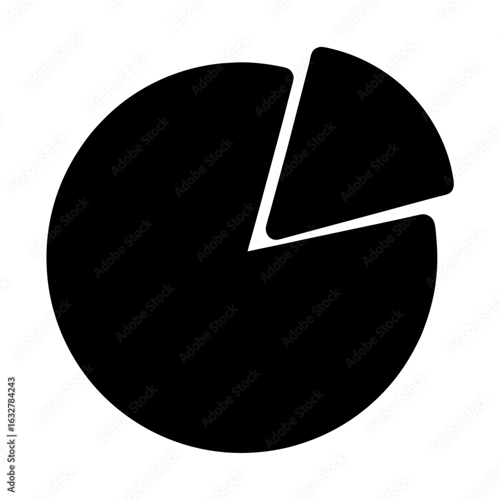 Aufkleber a simple black and white pie chart representing data visualization with emphasis