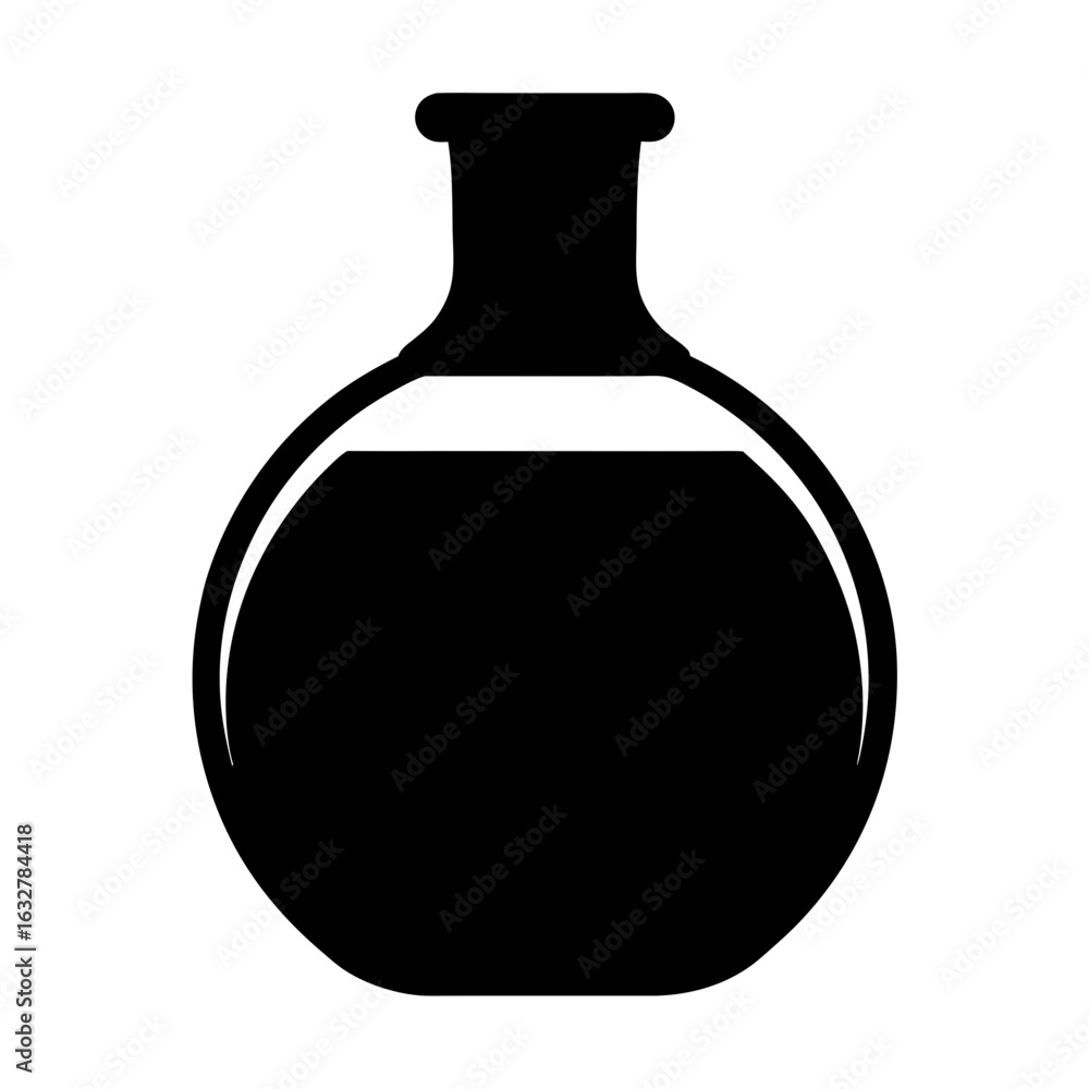 Poster black silhouette of a round bottom flask with some liquid inside