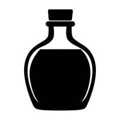 Stylized Flat Vector Icon of a Glass Bottle with Liquid Inside
