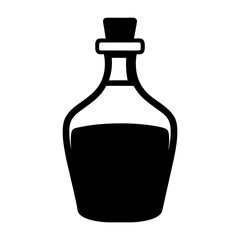 A black vector image of a bottle with a cork stopper design