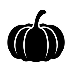 Simple black and white pumpkin icon with distinct segments and curved stem