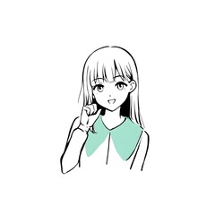 Anime girl drawing vector illustration cute girl with peter pan collar manga style art