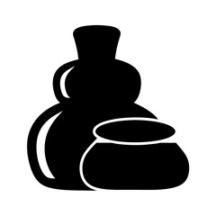 Elegant silhouette of traditional sake bottle and a small serving bowl