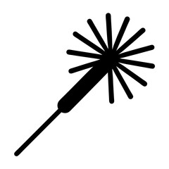 Simple Black Silhouette of a Sparkler with Radiating Spokes on White