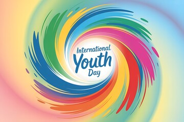 Celebrating international youth day with colorful abstract spiral background