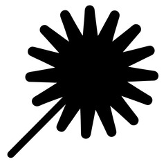 Black Starburst Icon with a Stick for Balloons or Celebrations
