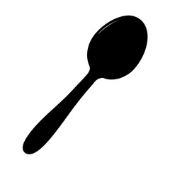 A sleek black spoon illustration for dining and culinary designs, simple art