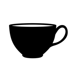 Simple Black Silhouette of a Coffee or Tea Cup with Handle