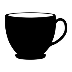 Silhouette of a cup with a handle on a white background