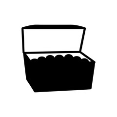 Stylized Treasure Chest Silhouette Filled to the Brim with Round Objects