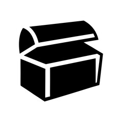 A minimalist icon of an open treasure chest, waiting for adventure
