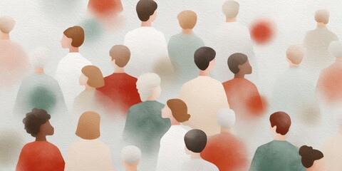 Group of people are crowded together in a blurry image