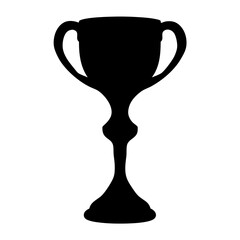 Black silhouette of a classic trophy with handles on white background