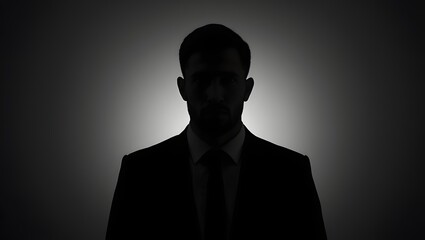 Silhouette of man in suit anonymous person mystery concept unknown identity portrait
