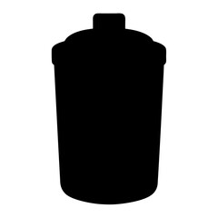 Silhouette of a reusable coffee cup with a lid on a white background