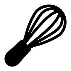 Black and white whisk isolated on white background for kitchen use