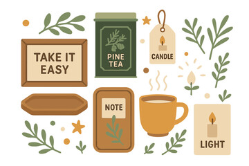 Relaxing tea and candle setup for a cozy atmosphere with calming elements