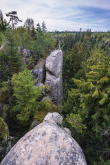 Sandstone rocks in so called Broumov Walls mountain range in Czech Republic