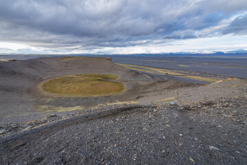 Interior of Hrossaborg - Horse Castle - tephra and scoria crater near Route 1 in northeast part of Iceland