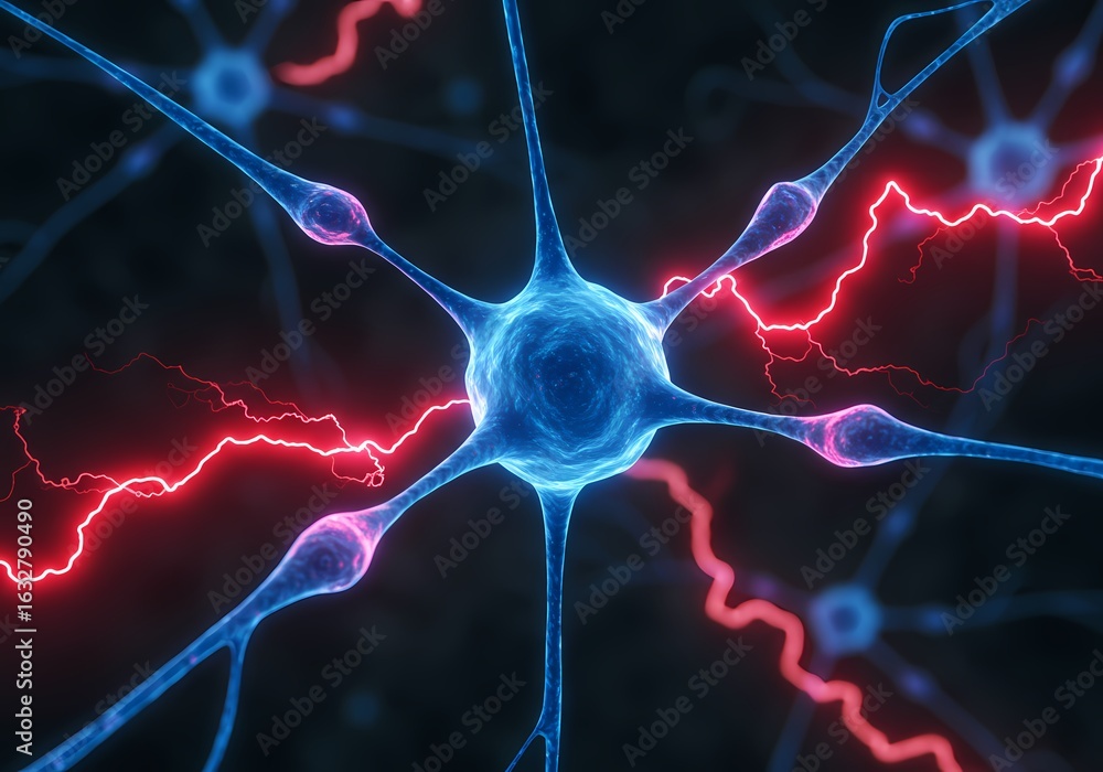 Poster neuron cell brain activity neural network synapse connection science abstract