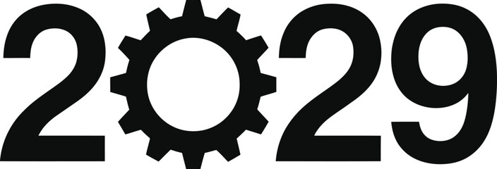 Year of technology innovation 2029 with gear icon design
