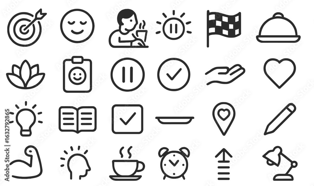 Aufkleber diverse collection of simple line icons representing various activities and concepts in a minimalist