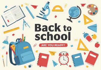 Back to school supplies education vector illustration with school items design