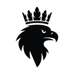 Royal Eagle Head Logo with Crown – Powerful Bird of Prey Vector Silhouette Design