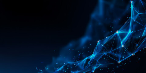 Blue line with dots and stars that looks like a wave. The image is abstract and has a futuristic feel to it