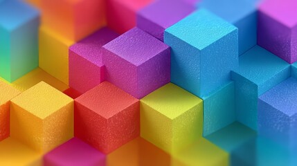 Obraz premium Colorful image of blocks in various colors. The blocks are arranged in a way that creates a sense of depth