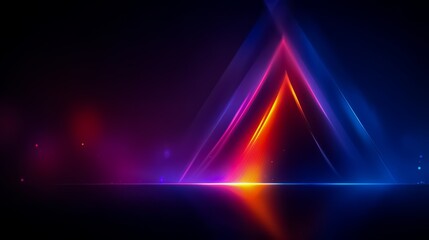 Colorful triangle is reflected in the water. The image has a futuristic and abstract feel to it