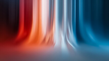 Colorful, abstract painting of a blue, red, and orange line. The painting is full of energy and movement