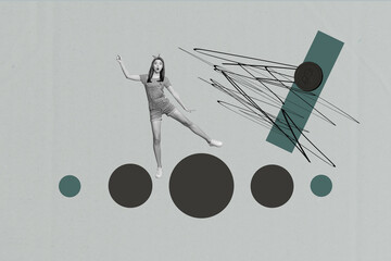3d sketch poster trend collage of purposeful businessman businesswoman run dollar coin income...