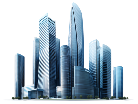 Modern Cityscape Sleek Glass Skyscrapers, Urban Architecture, Business District