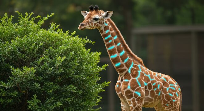 Young giraffe in a zoo