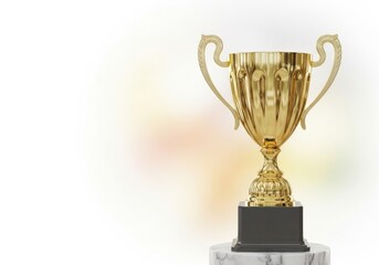 Fototapeta premium Golden trophy isolated on white background, symbol of victory success