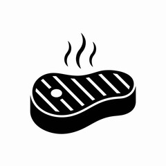 Grilled Steak Icon – Hot Cooked Meat Silhouette Vector Illustration