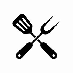 Fototapeta premium Grill Tools Icon – BBQ Spatula and Fork Crossed Vector Symbol