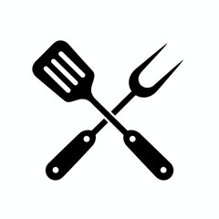 Grill Tools Icon – BBQ Spatula and Fork Crossed Vector Symbol