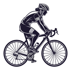 Naklejka premium Silhouette of a woman cyclist wearing a helmet riding a bicycle in a dynamic and sporty style design created with generated ai