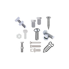 Illustration of a nut and bolt isolated on white background