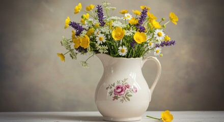 Floral arrangement in a pitcher