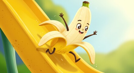 Funny banana on slide