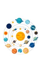 Colorful solar system illustration