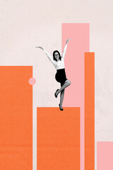 Trend artwork composite banner photo collage of human resources manager recruitment worker entrepreneur young lady success win smile happy