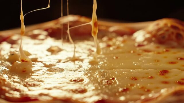 Delicious Pizza with Melting Cheese Close-Up