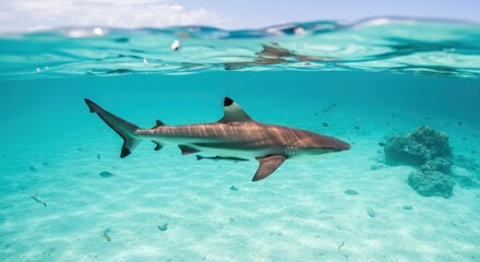Shark in turquoise water